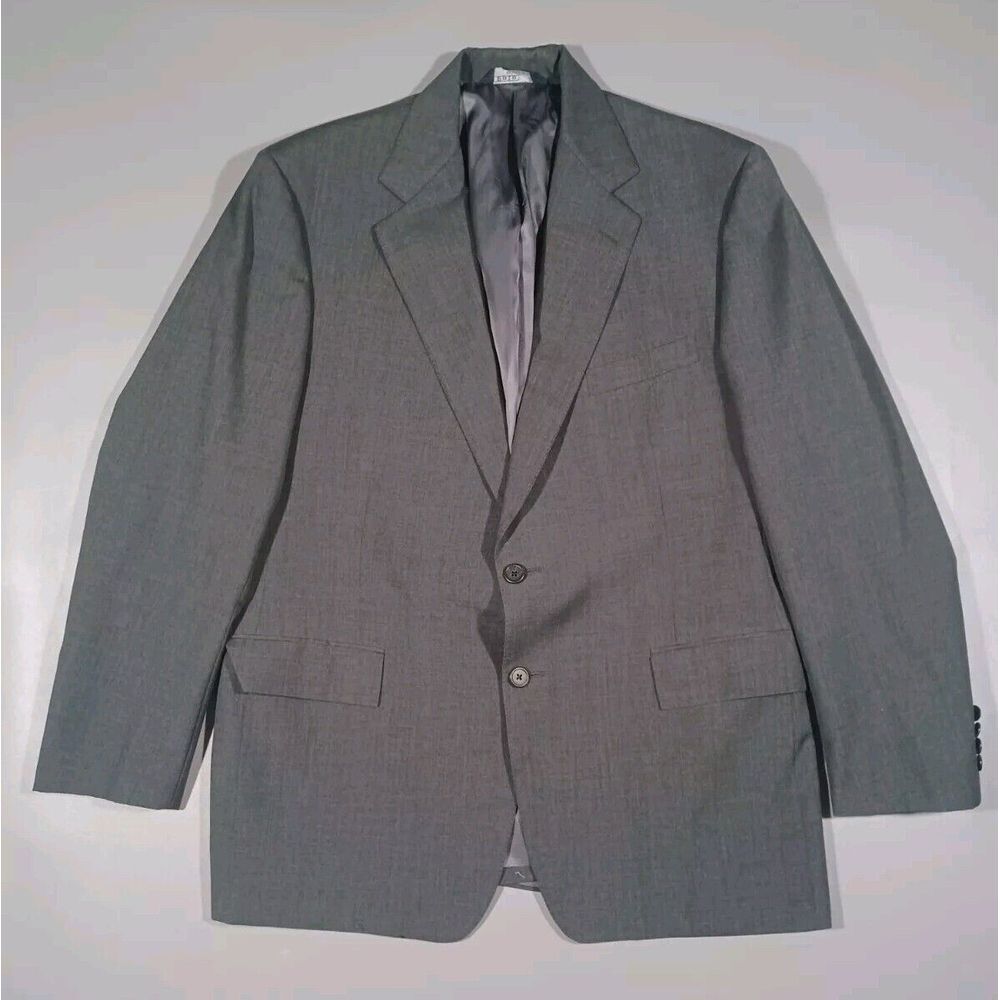 Polo Ralph Lauren Blazer Mens 43R Gray Solid 100% Wool 2 Button Jacket